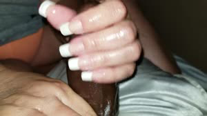 Wife Gives BBC HandJob With White Manicure French Tips!-llz